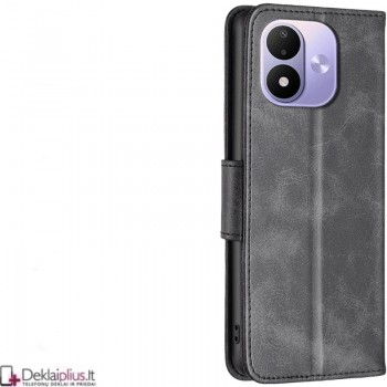 Dirbtinės odos atverčiamas dėklas su 4 skyreliais - juodas (Xiaomi Redmi Note 17 4G/5G)